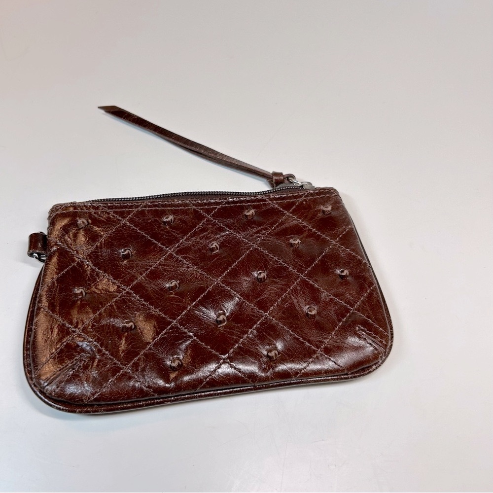 Latico brown leather zipper pouch wallet cardholder coin purse makeup bag - Picture 6 of 8